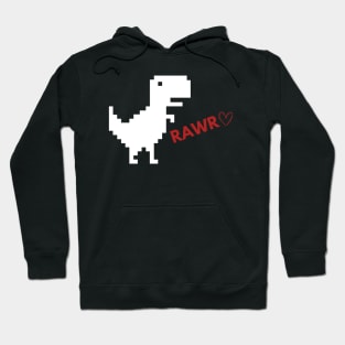 Rawr Dinosaur Happy Valentines Day - Game Pixel Dinosaur Hoodie